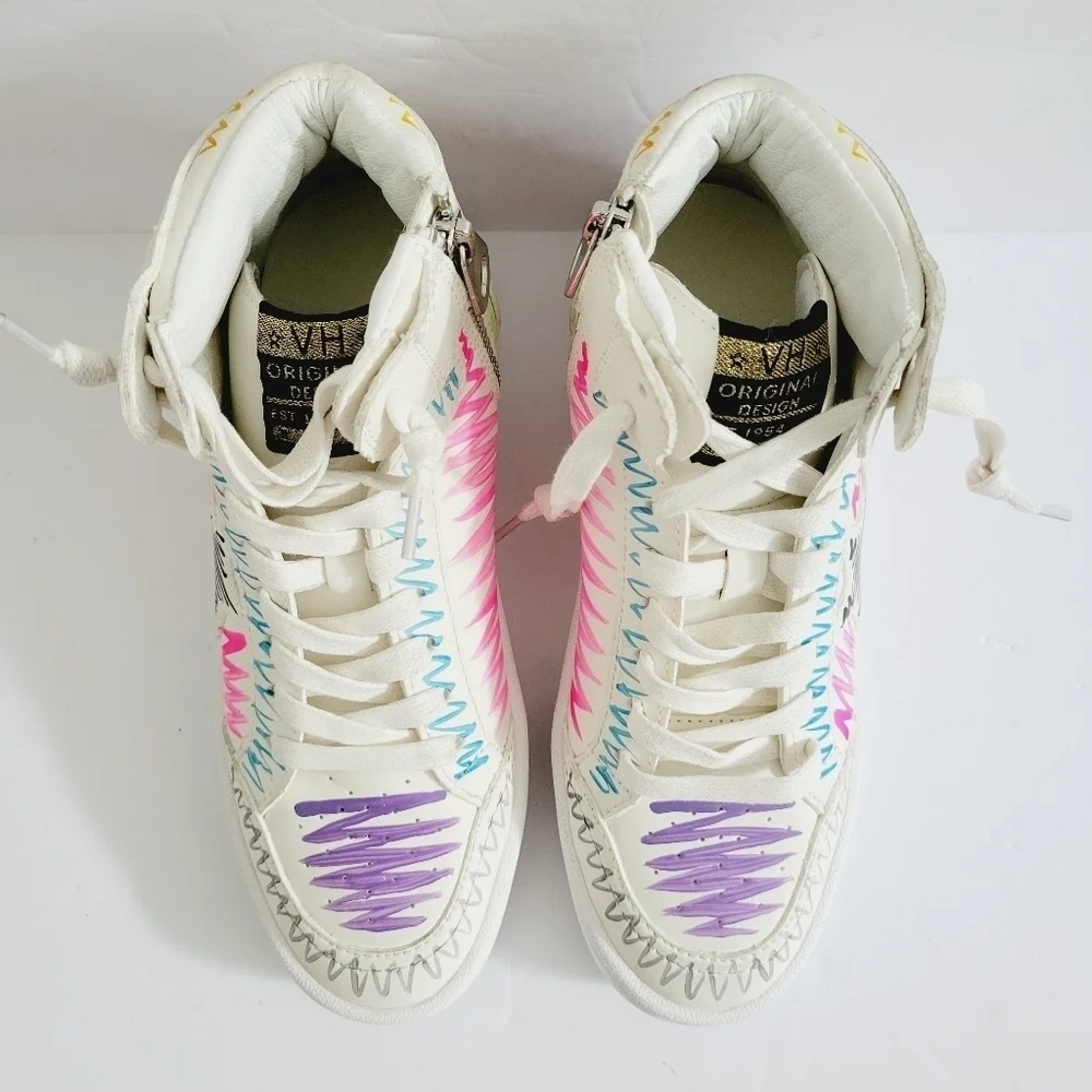 NEW Vintage Havana Artsy Multi Swirl High-Top Leather Sneakers, Size 6,5